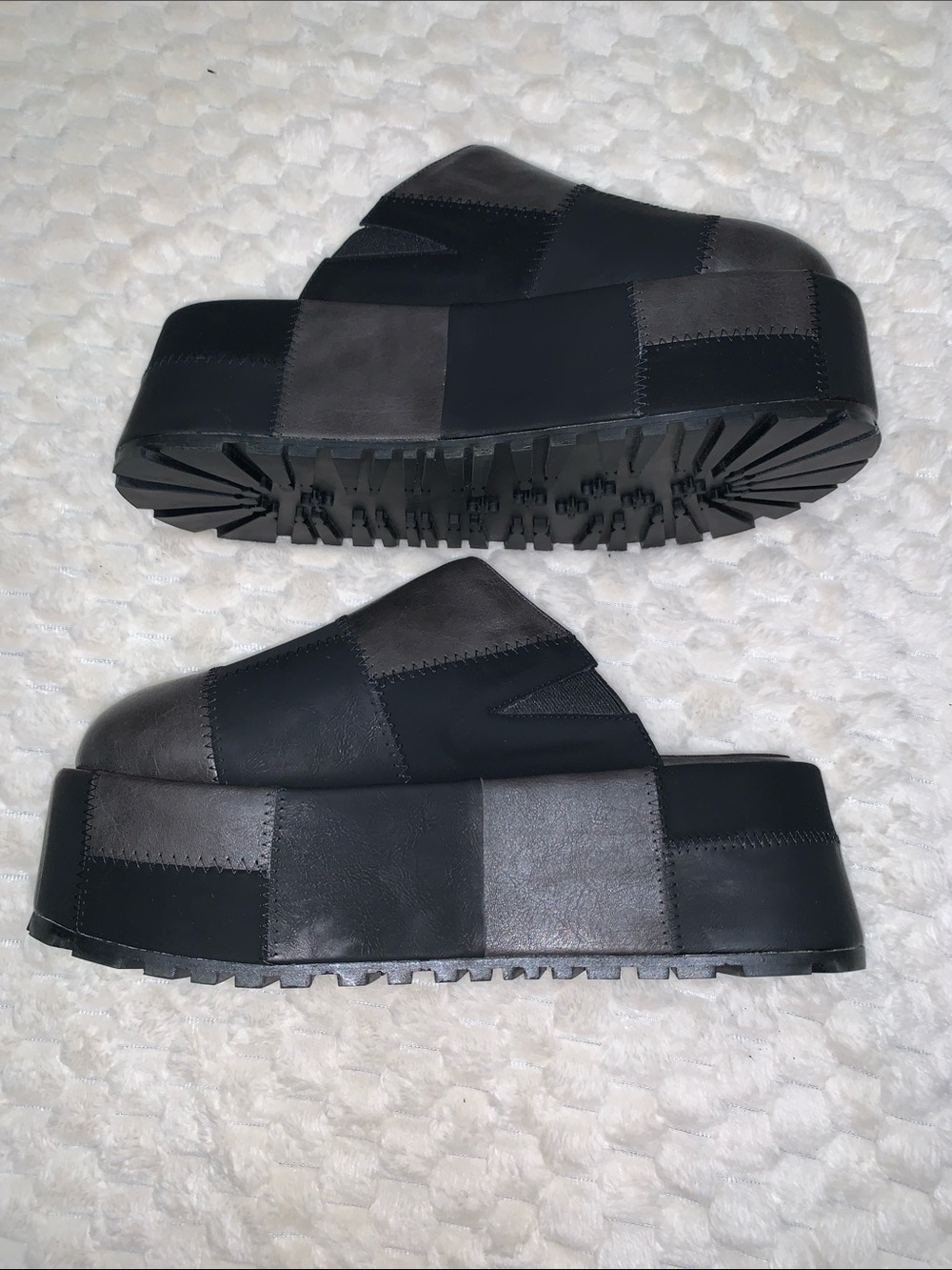 Dolls Kill Current Mood Black and Gray Platform Slide Mules, NWOB, Size 10